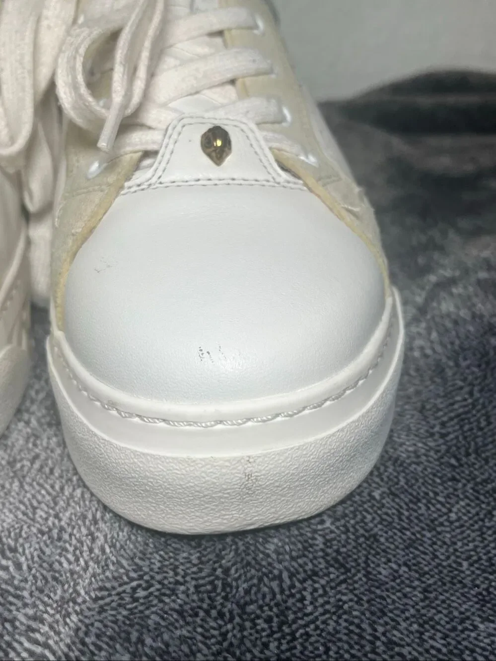 Kurt Geiger London White Leather & Suede Eagle Head Platform Sneakers EU 39 / US